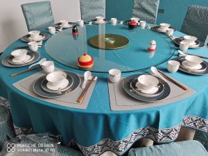 Leather Dining Mat round Table New Chinese Style Waterproof Oil Resistant Heat Insulation Luxury Vintage Washable