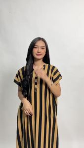 Daster Kekinian Lady Motif Salur Busui Kancing Aktif Saku Kanan Bahan Rayon Premium Grade A