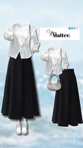 3in1 Baju Kekinian Wanita One Set (Blouse Pita + Rok Mayung + Tas Shoulder Bag) Setelan AM255R