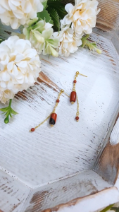 Made-to-Order SG - Oriental Red Jasper Crystal Dangle Earrings Handmade Crystal Dangle Earrings