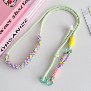Korean Mobile Phone Lanyard Woven Portable Anti-loss Handing Rope Crossbody Adjustable Strap Colorful Rope Chain