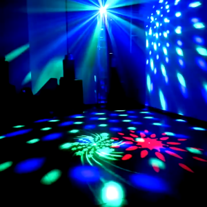 ORI ALIEN Lampu Disco laser sensor suara musik sorot panggung LED RGB 16 Patterns 240V 10W TC-7007P