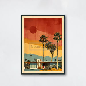 1pc Frameless Retro Palm Springs Pool Villa Poster California Travel Desert Landscape Prints Canvas Painting Wall Art Pictures H