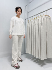 Spring Autumn Womens High Waist Straight Leg Sweatpants Floor-Length Drawstring Elastic Waist Sports Loose Slimming Trousers