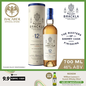 Royal Brackla 12 Year Old Single Malt Scotch Whisky - 700ml / 70cl 46% ABV - Spirit Finished in Oloroso Sherry Casks