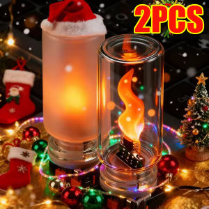 2PCS Car Flame Atmosphere Lamp USB LED Flash Candles Effect Light Mini Decorative Mood Lighting for Holiday Auto Interior Decoration