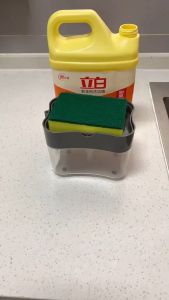 Kitchen Sink Soap Dispenser Set with Dish Soap Pump Sponge Holder and 1 Sponge - Plastic Material