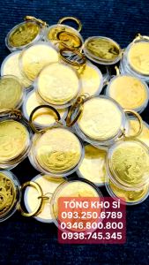 SIÊU HOT Móc Khóa Đồng Xu 12 Con Giáp Mạ Vàng TUỔI THÌN - CON RỒNG Treo Oto Xe Máy Phong Thủy