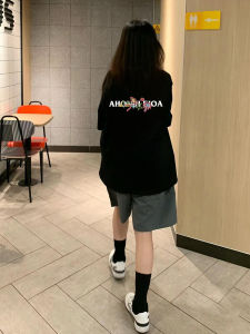 Áo Thun Tay Ngắn Phong Cách Mỹ Cổ Điển Dành Cho Nữ Dáng Rộng Thoải Mái Thiết Kế Tay Lửng Thời Trang Cặp Đôi Mùa Hè Cotton Nguyên Chất in Họa Tiết