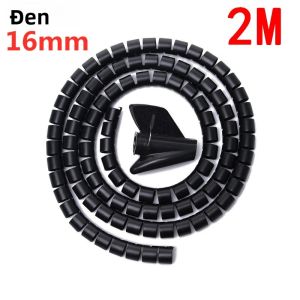 2M Linh Hoạt Cáp Xoắn Ốc Bảo Vệ Dây 16/10Mm Cáp Tổ Chức Dây Máy Tính Quản Lý Ống Có Kẹp Cho Dây Quản Lý Bảo Vệ