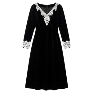 Korean Style High Waist Lace Velvet Fish Tail Dress Elegant Ladylike Hebe Style Long Skirt City Commuting Date Travel Daily