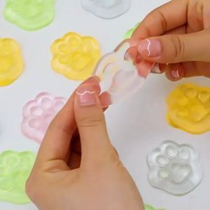 Cute Jelly Cat Claw Decompression Toy Simulation Transparent Soft Decompression Squeeze Music Can Be Sent As A Gift