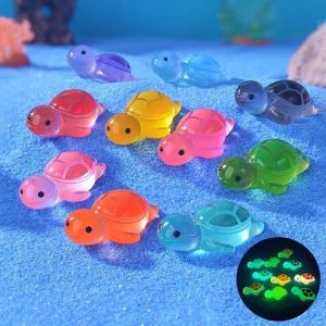 Cartoon Sanrio Pattern Glowing Turtle Toy Cinnamoroll Kuromi Hello Kitty Anime Series Desktop Decoration Aquarium Micro Landscape Accessories Childrens Toy Gift