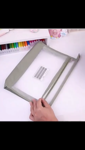 MGST003 Tas Dokumen A4 2 Layer Tebal Tas Penyimpanan Dokumen A4 File Organizer Transparan Mesh Zipper Kapasitas Besar