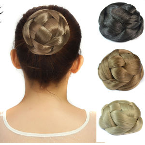 Jeedou Braided Chignon Hair Bun Retro Style Dancer Hair Cover Donut Synthetic Hair Pieces Scrunchies Hair Bun Updo Wedding Party
