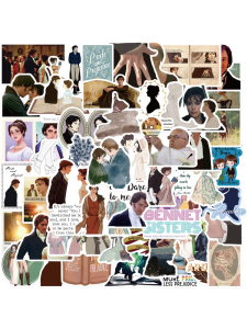 50 Sheets Pride And Prejudice Graffiti Stickers Decorative Waterproof for Phone Tablet Travel Box Skateboard Guitar Notebook IPAD Insulated Cup Power Bank Fridge Luggage DIY