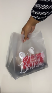 Plastik bento 25x35 THANK YOU MERAH isi 50 Tas Goodie Bag Snack Ulang Tahun Doff u/ Bento 4S