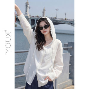 YOUXIANG | Áo Sơ Mi Dễ Dàng Có Mũ Bảo Vệ Chống Nắng Viền Ren