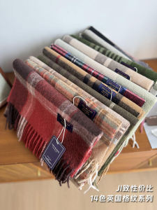 Classic British Plaid Red Scarf Womens Winter Fashion Versatile Warm Tassel Couples Korean Style Long Rectangle Scarf