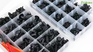 หมุดยึดกันชน 100 ชิ้น 6 ขนาด NYLON รถยนต์ กระโปรงข้าง แผงประตู ทนทาน ติดตั้งสะดวก น้ำหนักเบา มีเครื่องมือถอน พกพาดี Plastic Fastener A248