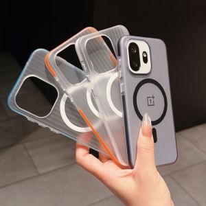 Applicable to OnePlus ACE6T corrugated pattern magnetic suction anti-skid strip edge mobile phone case 1 + 15T matte ice mist 1 + 13 protective case h260709