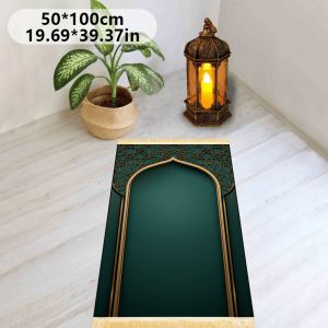 Thảm Cầu Nguyện Hồi Giáo VIKAMA Teal Gold Arch Có Tua Vàng Thảm Thờ Cúng Hình Học Sang Trọng Cổ Điển Dành Cho Phòng Khách Phòng Ngủ Tại Nhà