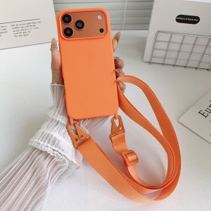 Lanyard Case For iPhone 17 Pro Max 14 12 11 13 15 16 Plus Air Shockproof Candy Crossbody Neck Cord Strap Soft Anti-Loss Cover