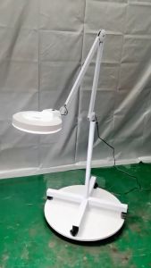 8X Rolling Floor Stand Adjustable Magnifying Lamp Beauty Mag Light Salon Facial Lamp Equipment w/ Stand White