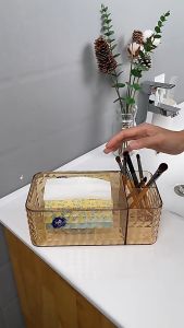 Winkhome กล่องทิชชู่ สไตล์หรูหรา ดูดี ระดับ 2 ช่อง กล่องใส่ทิชชู่ กล่องเก็บของบนโต๊ะ กล่องกระดาษทิชชู่อันหรูหรา