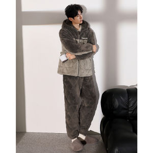 Thick Warm Coral Fleece Padded Mens Sleepwear