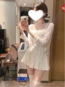 Titi Beautiful เด็กผู้หญิง ครีมกันแดดแบบบาง ผ้าไหม หลวม พรางหุ่น ครีมกันแดด คาร์ดิเกน เสื้อแจ๊กเก็ตไม่ปกติ เสื้อท่อนบน ชุด ผู้หญิง เสื้อผ้าถัก คาร์ดิเกน