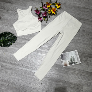 Bộ Đồ Tập BINSPORTS Nữ Croptop Có Mút Quần Dài Lưng Cao Thun Lạnh Co Giãn 4 Chiều Thấm Hút Mồ Hôi Cho Yoga Aerobic Gym