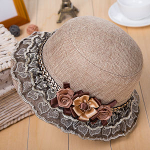 Phong Cách Đường Phố Mũ Linen Nữ Thời Trang Viền Hoa Ngắn Mái Hiên Hình Dome Lý Tưởng Cho Du Lịch Mùa Hè Xuân Thu