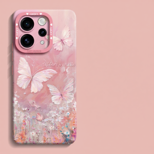 Full Coverage Shockproof High-end Butterfly Oil-painting Style Phone Case With Lanyard