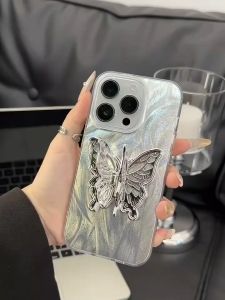 CASEPIPI Case hp OPPO A60 A79 A18 A38 A78 A58 A57 2022 A17 A16 A16K A16E A15 A15S A54S A3S A5S A12E A12 F9 A31 A52 A53 Reno 8T Kesing Luxury Watert Ripple Luster Feather Motif Butterfly Stand Holder Case