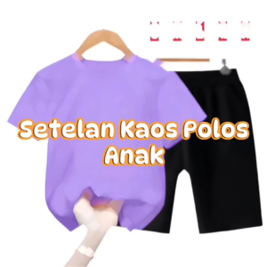Setelan Kaos Celana Pendek Polos Anak Laki & Perempuan Usia 1-10 Tahun
