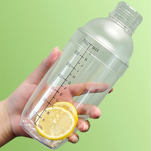 Bình lắc Shaker pha chế nhựa chia vạch đen đã bao gồm nắp bình lắc 350ml- 500ml - 700ml - 1000ml BIGBA