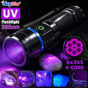 120w 365NM UV LED Flashlight Light Torch Rechargeable Lantern Fluorescent Detection IdentificatioHigh Power Black Mirror Purple