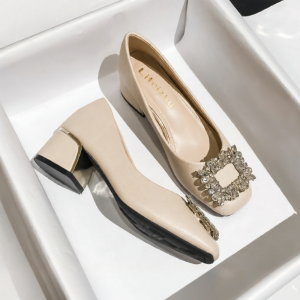 MIFEI | Summer Style Coarse Heel Soft Leather Single Shoes