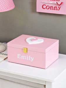 Girls Desktop Storage Box Rectangular Dustproof Jewelry Box Childrens Room Renovation Small Object Organizer Pink Nostalgia Style