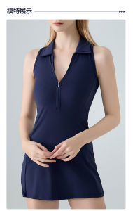 Golf Casual One-piece Tennis Skirt Breathable Yoga Lapel Tight Waist Fitness Sports One-piece Suit Women