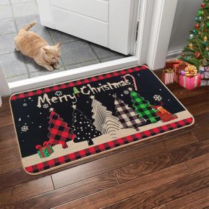 VIKAMA Christmas Decorative Rug Easy-Clean Non-Slip Merry Christmas Doormat Indoor/Outdoor Entrance Mat Home Decor