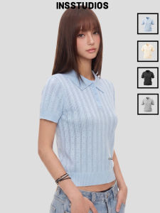 Chinese Style American Design Twisted Knit Lace Short Sleeve T-Shirt