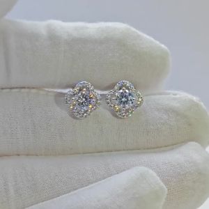 1ct Moissanite Earrings for Women S925 Sterling Sliver Stub Earring Wedding Jewelry with Certificate Female Dating Gift