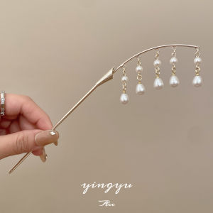 พู่มุก Bellhairpin โลหะผสมสไตล์จีนแบบดั้งเดิมอุปกรณ์เสริมผม เรียบหรู สด ดีไซน์ ฤดูร้อน 2024