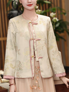 New Chinese Style Womens Cheongsam Top Tang Suit Outerwear Song Jin Tang Costume Jacket Young Model Button up Autumn Collection