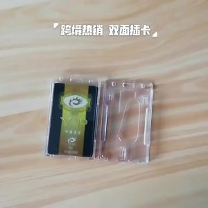 Transparent Double Cards Slots ID Tag Badge Holder with Badge Reel 2 Cards Storage Organizer Employee Pass Work Card Case Sleeve