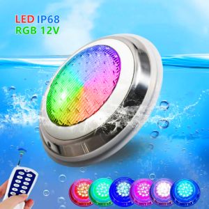 Swimming Pool Light LED Underwater Lamp Stainless Steel RGB IP68 Waterproof Lamp Swimming Pool Water Wall Lights Remote Control 18W/25W/35W/45W Underwater Decoration Waterproof Fountain Lamp Landscape Light Garden OutdoorPools & SpasPool Accessories
