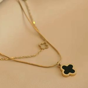 Kalung Titanium Wanita Semanggi Dua Layer Terbaru Kalung Titanium Anti Karat Tidak Luntur