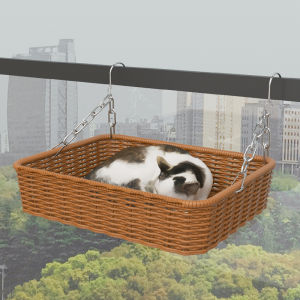 Rattan Cat Hanging Basket Summer Removable and Washable Cat Nest All Year Round Neutral Hanging Cat Hammock Hanging Nest Cat Cage Hanging Nest